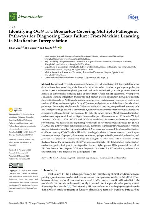 PDF Identifying OGN As A Biomarker Covering Multiple Pathogenic