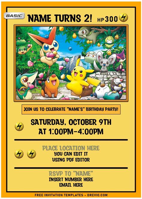 Free Editable Pdf Pokemon Card Birthday Invitation Templates Download Hundreds Free