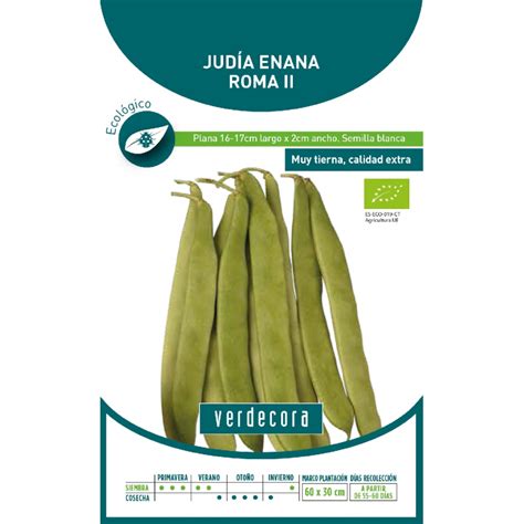 Comprar Semillas Ecologicas Judia Enana Roma Ii Verdecora Verdecora