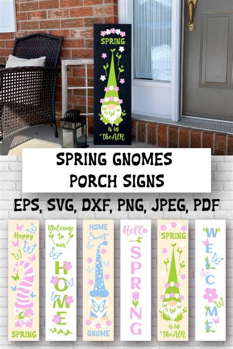 Spring Gnomes Porch Signs Bundle Svg Cutting Files