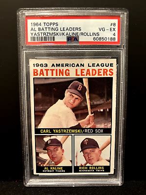 1964 Topps AL Batting Leaders Yastrzmski Kaline Rollins 8 PSA4 EBay