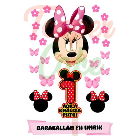 Jual Topper Cake Minnie Mouse Gratis Tambah Nama Usia Dan Foto Shopee