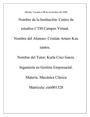 Mecanica Clasica Actividad Universidad Virtual Cnci Materia