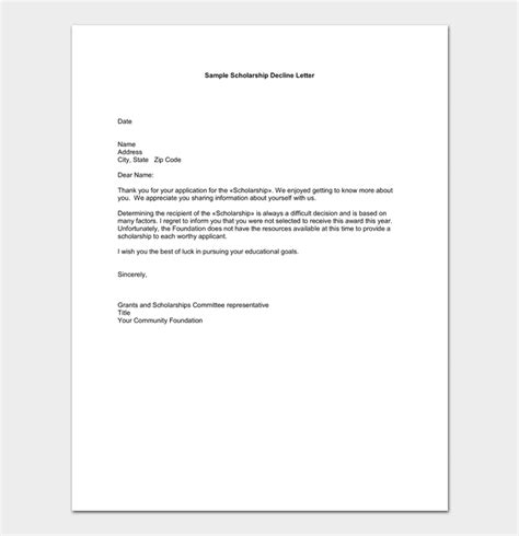 Grant Rejection Letter Samples Examples And Formats