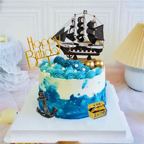 Pcs Pirate Theme Cake Topper Nautical Sail Ship Birthday Cake Topper