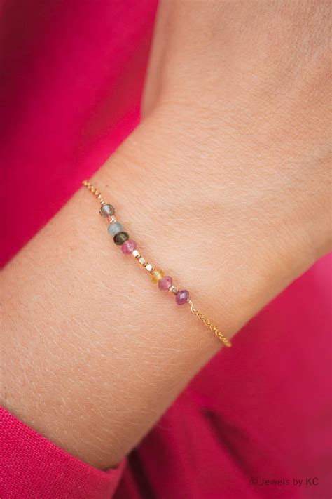 Gouden Armband Regenboog Love In Morse Code Met Toermalijn K Gold