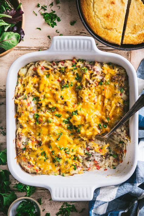 Cheesy Ground Beef And Potato Casserole The Seasoned Mom