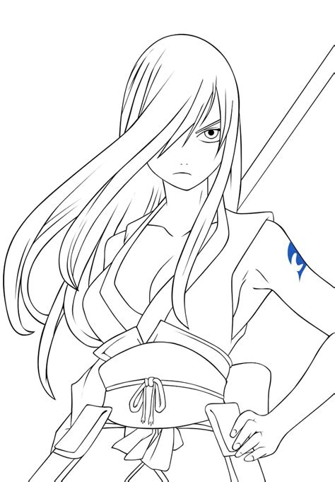 Coloriage Fairy Tail Erza Scarlett Dessin Gratuit Imprimer The Best