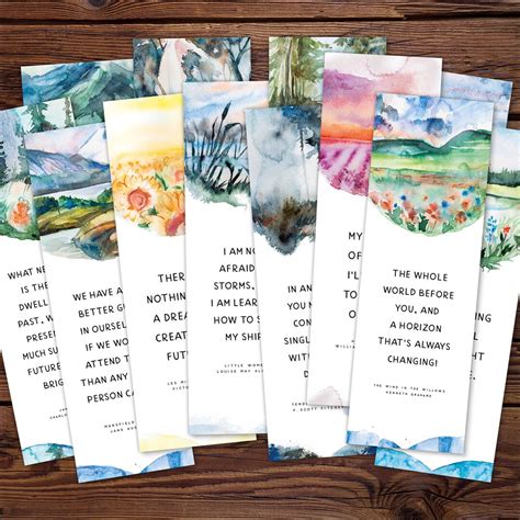 Literary Bookmarks With Quotes Inspirational, Printable Bookmark ...