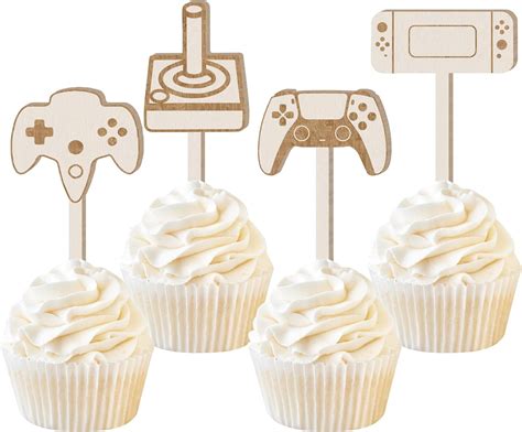 Pcs Video Game Controller Cupcake Toppers Wooden For Video Game