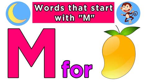 Words That Start With M Words That Start With Letter M For Toddlers