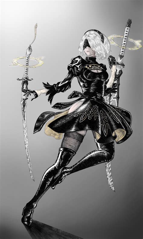 I used the wiki’s art for 2B as reference and made this, slightly ...