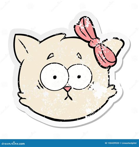 Distressed Sticker Of A Worried Cartoon Cat Face Stock Vector