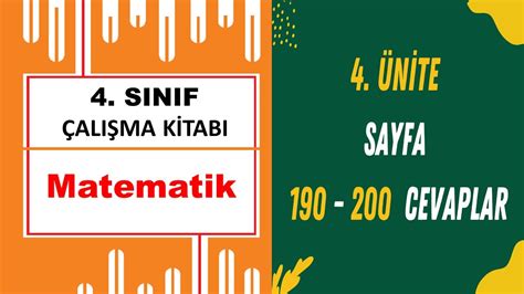 4 Sınıf Matematik Çalışma Kitabı 4 Ünite Sayfa 190 191 192 193 194