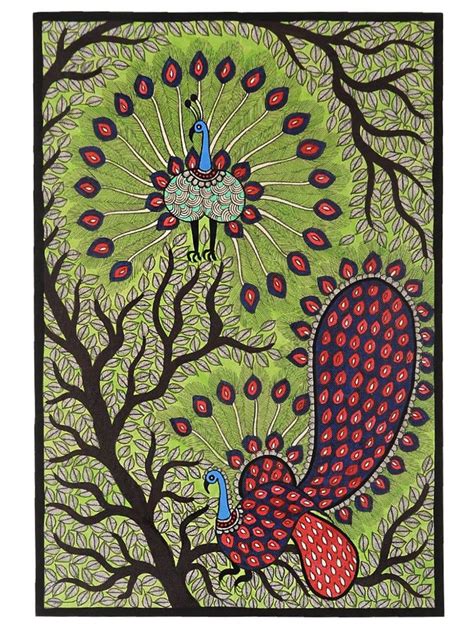 Buy Peacock Madhubani Painting In X In Online At Jaypore