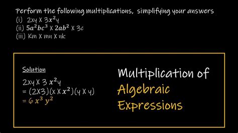 How To Multiply Algebraic Expressions Youtube