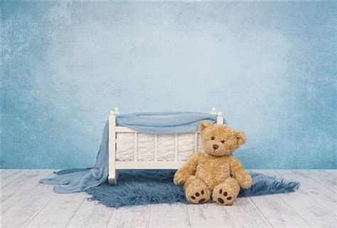 Newborn Digital Backdrop Boy Baby Teddy Bear Blue Etsy