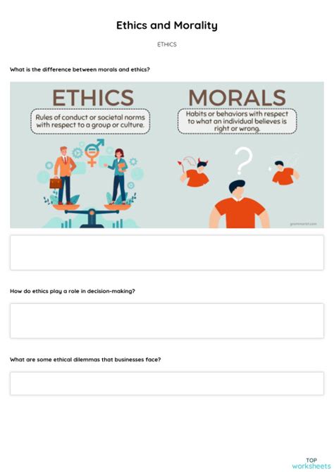 Ethics and Morality. Interactive worksheet | TopWorksheets