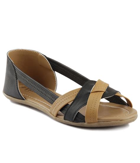 Almaira Black Peep toe Flat Slip-on Sandals Price in India- Buy Almaira Black Peep toe Flat Slip ...