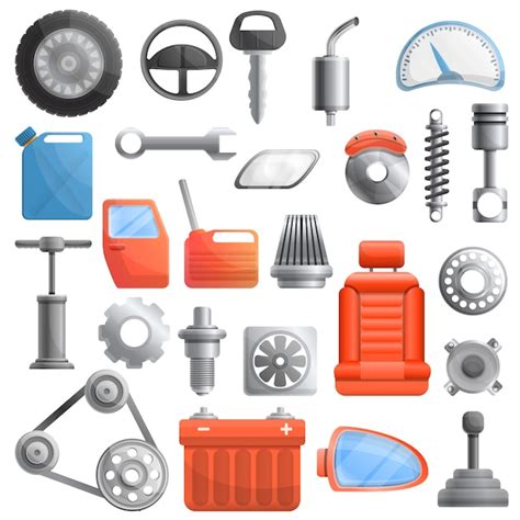 Car Parts Set Cartoon Style Vector Premium Download