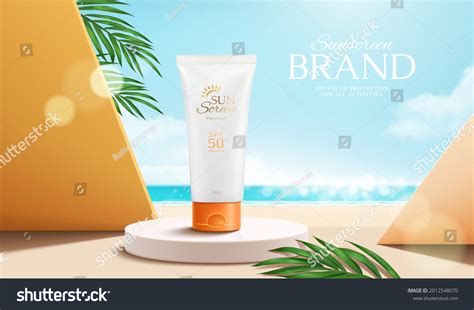 3d Summer Sunscreen Tube Ad Banner Stock Vector Royalty Free