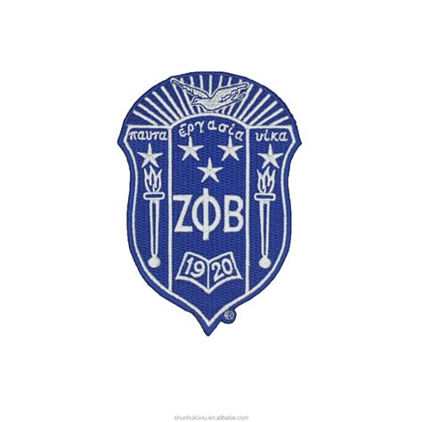 Blue And White Greek Twill Letters Embroidery Patches Custom Zeta Phi