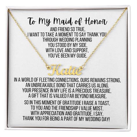 Maid Of Honor Gift From Bride On Wedding Day Maid Of Honor Thank You