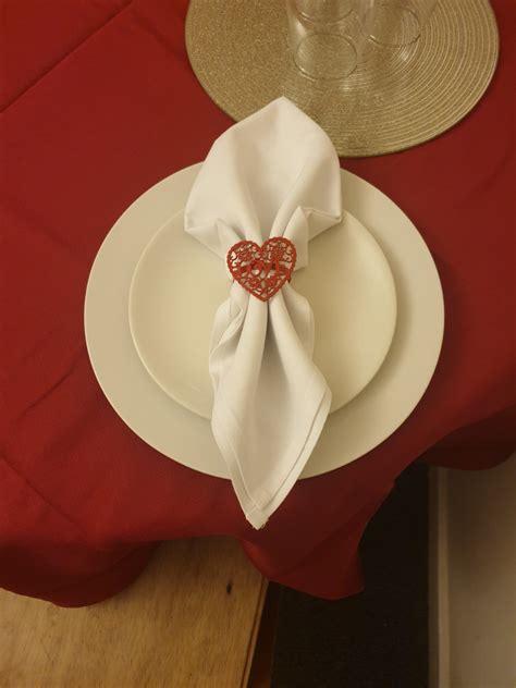 Fepito Pcs Valentine S Day Heart Napkin Rings Hollow Out Red Heart