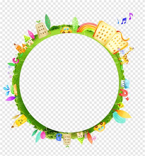 Round Green Yellow And Brown Border Student Earth Border Frame