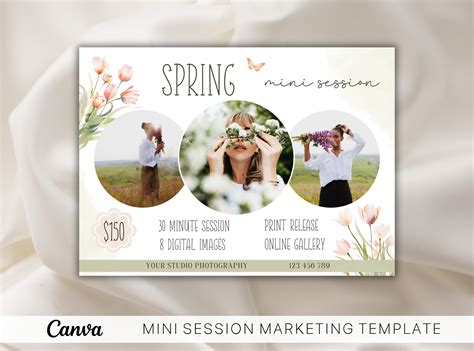 Spring Mini Session Template for Photographers, Canva Photography Flyer ...