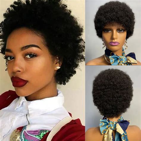 Dreamdiana Short Natural Curly Wigs African Curly Pixie Cut Wig