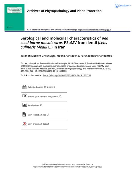 PDF Serological And Molecular Characteristics Of Pea Seed Borne