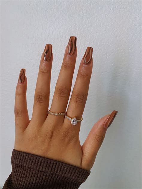 Brown Trend Autumn Nails Brown Acrylic Nails Minimalist Nails Pretty Acrylic Nails