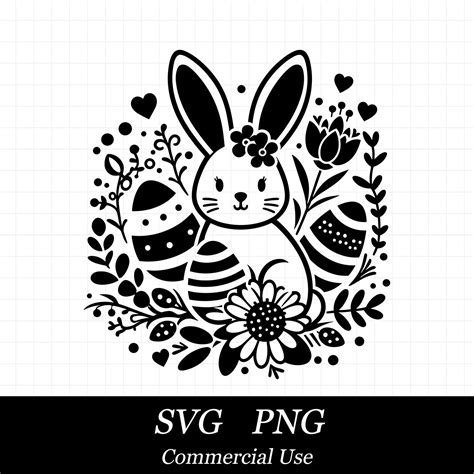 Easter Bunny Svg Png Easter Svg Floral Bunny Svg Svg Files For