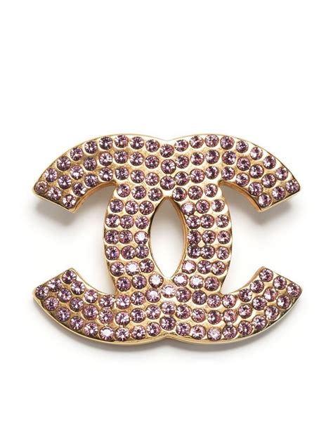 Chanel Pre Owned Crystal Embellished Cc Brooch Farfetch