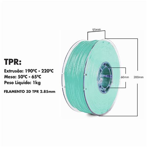 Filamento 3D TPR Borracha Verde Claro 2 85mm 1Kg Masterprint Mundoware