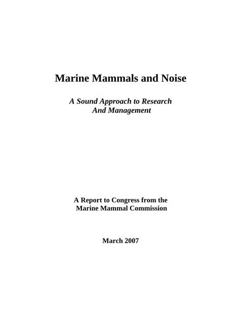 Pdf Marine Mammals And Noise A Sound Approach To Research And Dokumen Tips