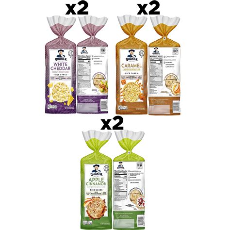 Quaker Large Rice Cakes Stf9 Gluten Free 3 Flavor Variety Pack 6 Count