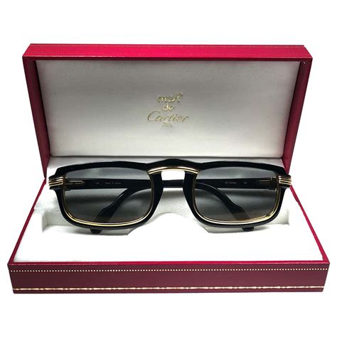 New Vintage Cartier Vertigo Gold And Black 54mm Sunglasses France 1991 At 1stdibs