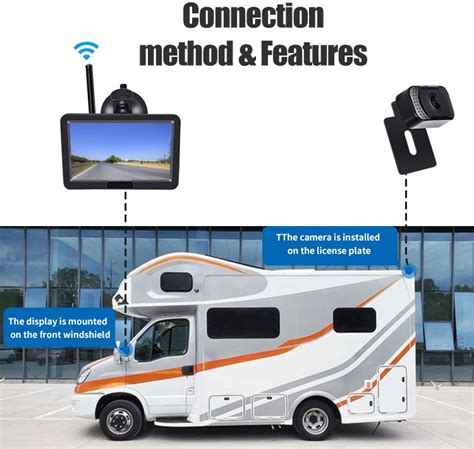 Wireless car camera set - 5" monitor + mini rear HD camera (IP68 ...