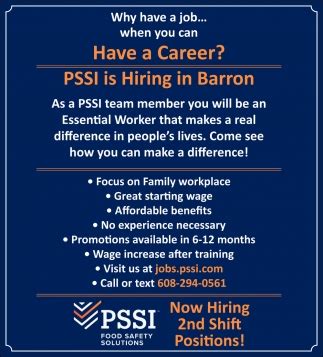 Hiring PSS Food Safety Solutions Barron