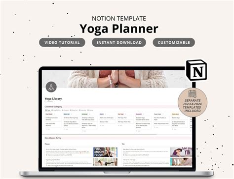 Notion Yoga Notion Template Yoga Tracker Notion Fitness Planner Yoga