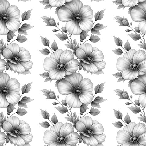 Premium Photo Seamless Pattern Monochromatic Contour Drawings Of Flowers