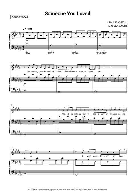 Someone You Loved Piano Sheet Music And Voice Lewis Capaldi In Note