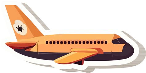 Orange And Purple Airplane Icon In Sticker Style Vector Art