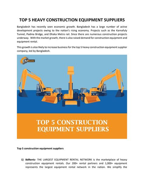 Top 5 Heavy Construction Equipment Suppliers by BdRentz - Issuu