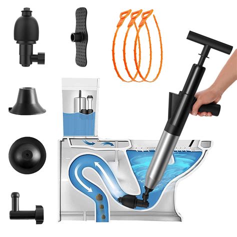 Buy Wuoaum Toilet Plunger Air Drain Blaster Kit Clog Remover With 4