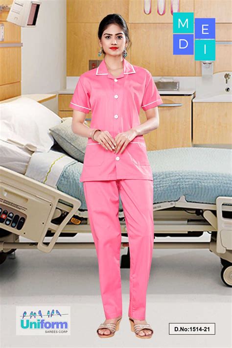 Pink Hospital Nurse Uniform 1515 - Uniform Sarees Corp - India's Most ...