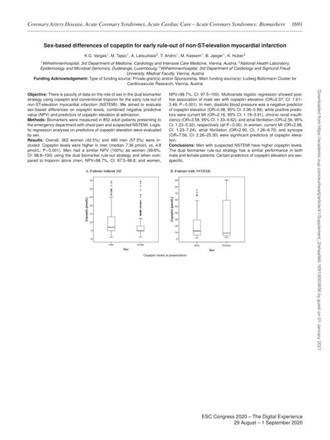 Pdf Sex Based Differences Of Copeptin For Early Rule Out Of Non St