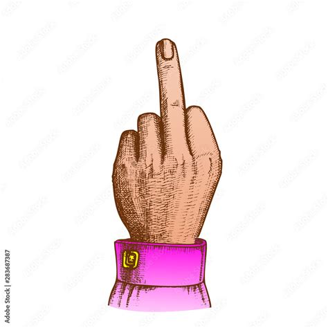 Outrageous Contempt Fuck You Gesture Ink Vector Female Aggressive